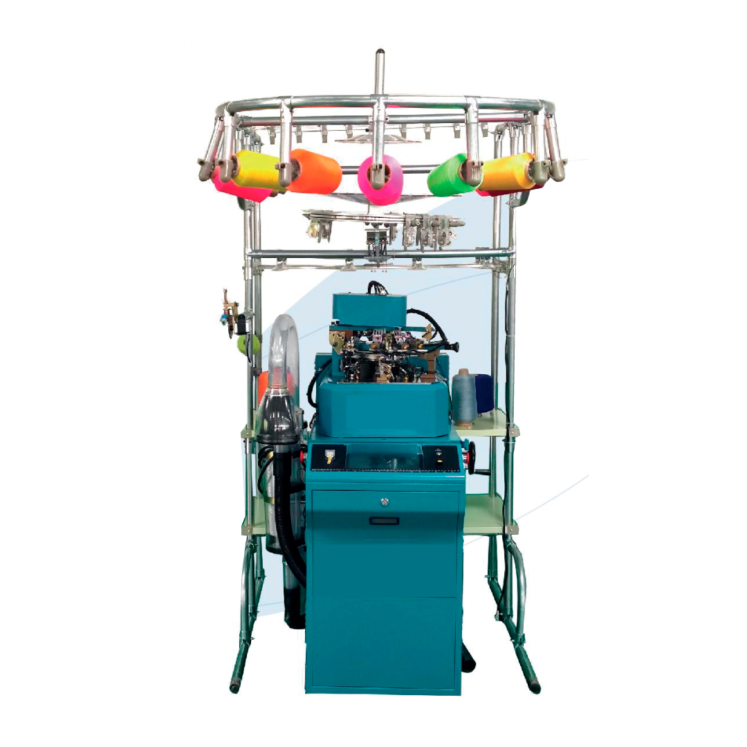 Tejedora de Calcetines con Cerrado Automático YX A343, esta tejedora no solo optimiza la fabricación de calcetines mediante tejido y costura de punta y talón, sino que también reduce significativamente los costos operativos y de mano de obra.