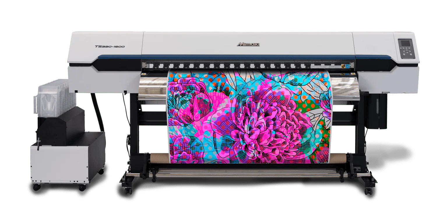 Plotter de sublimación Mimaki TS330-1600, equipo industrial de alta precisión para proyectos gráficos y textiles en México.